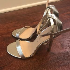 Silver Ankle Strap Heels